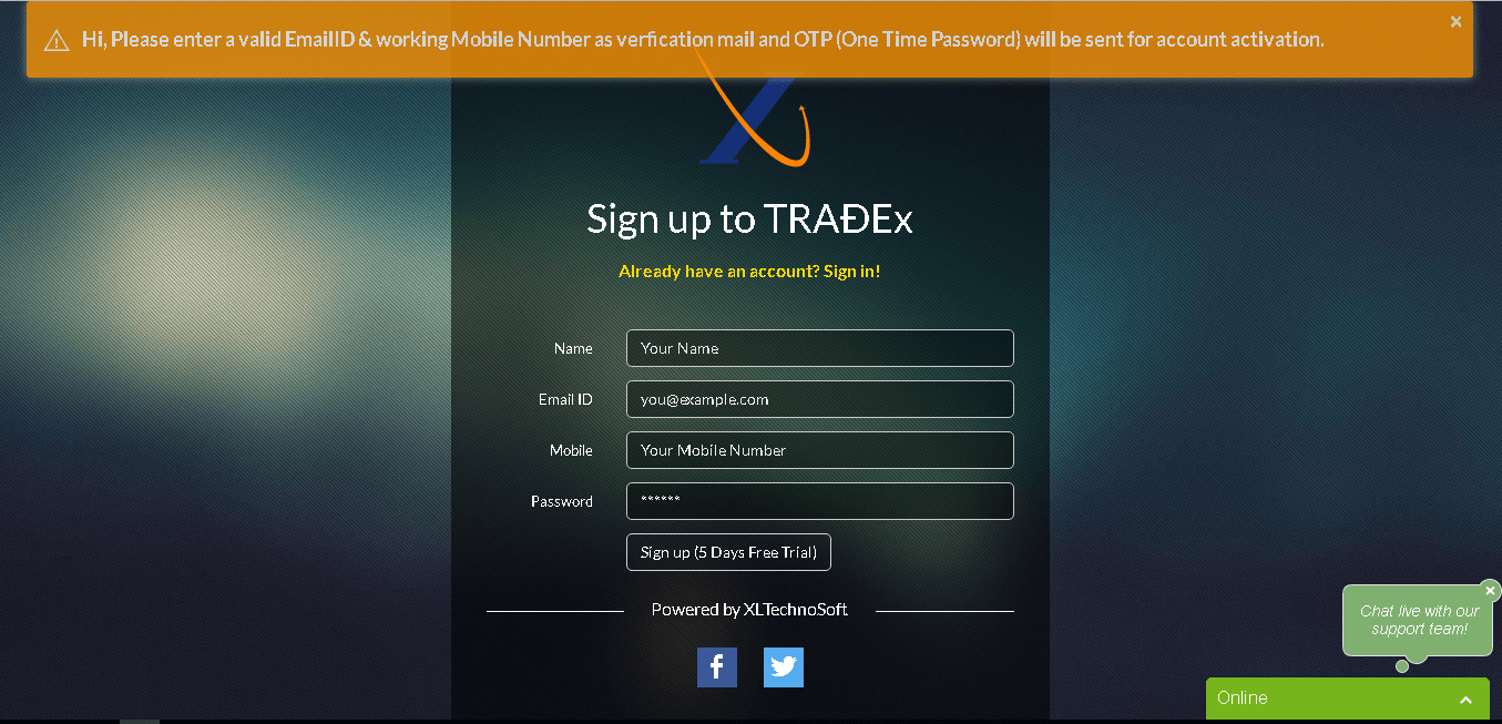 TRADEx - Best Buy Sell Signal Software Signup